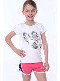 Tricou fete cu amprente, alb, NDZ8254 - Magazin online - Boutique